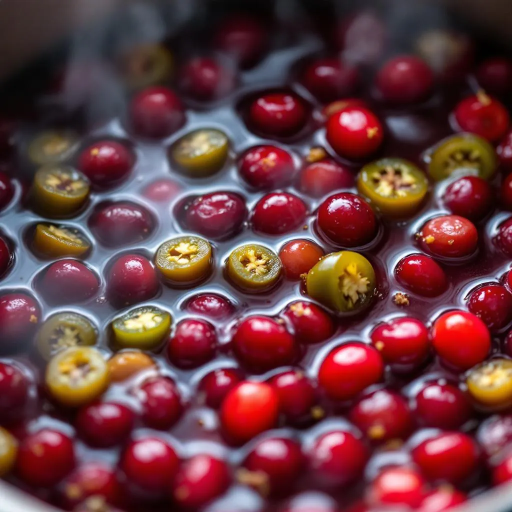 Keto Jalapeño Cranberry Dip with Cream Cheese Swirl extra:step_cooking