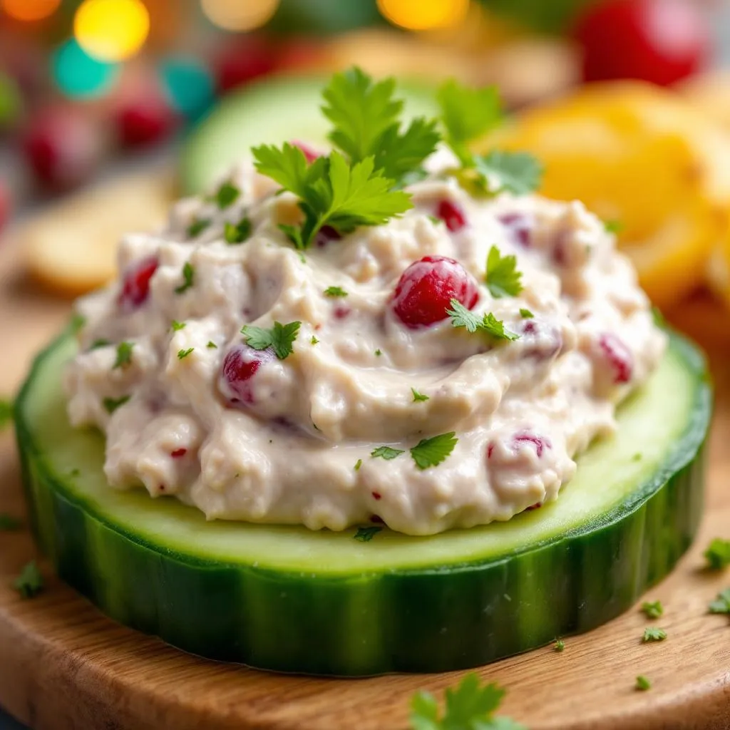 Keto Jalapeño Cranberry Dip with Cream Cheese Swirl serving