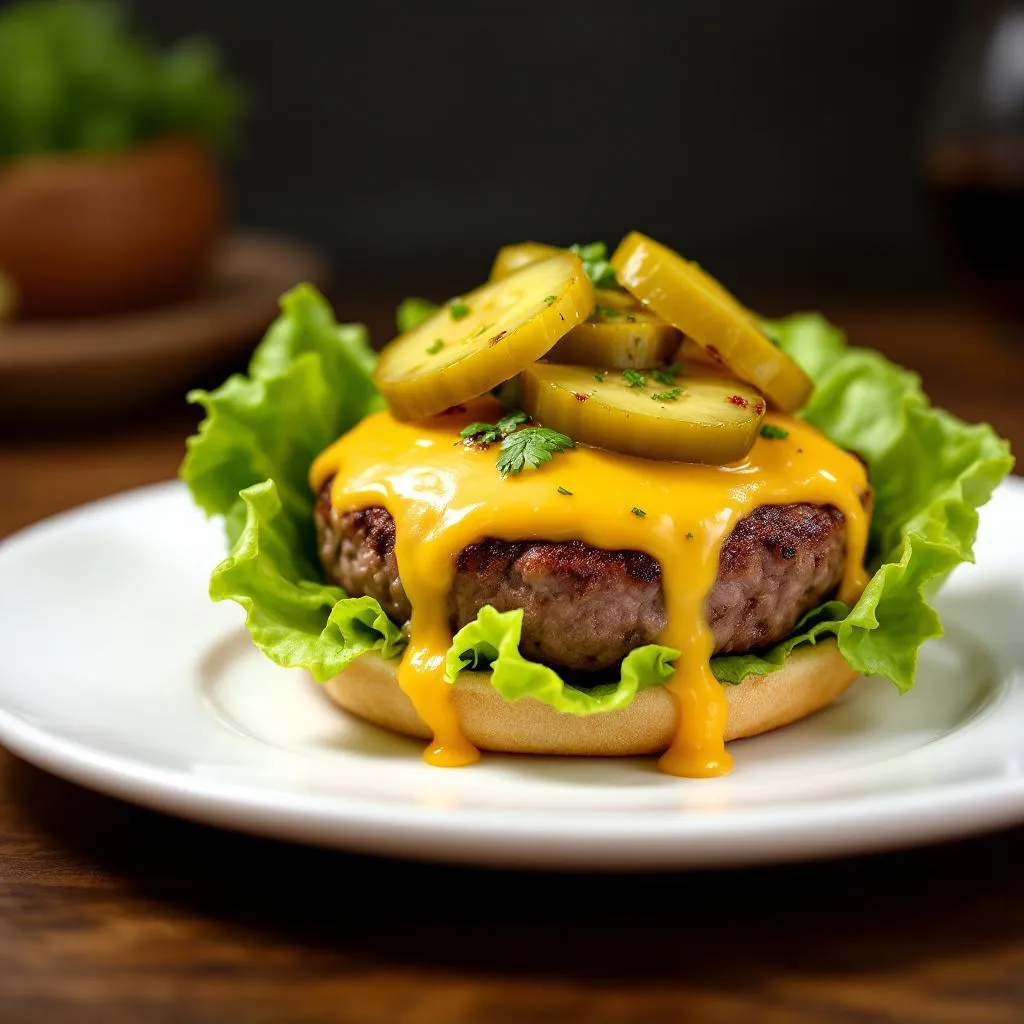 Keto Beef Burgers Without Bun: Juicy Low-Carb Burger Patties serving