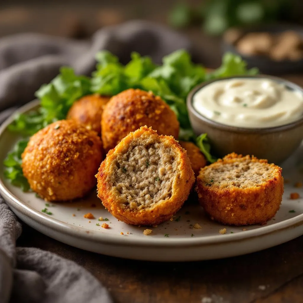 Keto Sausage Stuffing Balls with Herbs and Almonds serving
