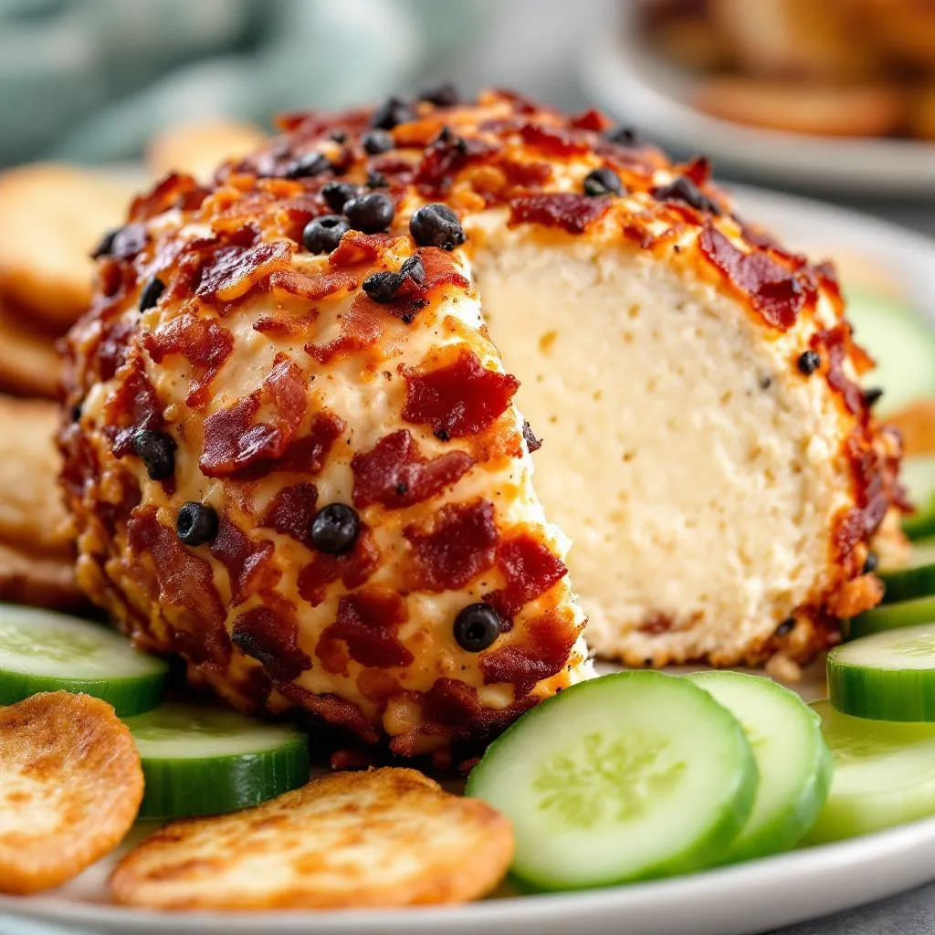 Keto Cheese Ball with Crispy Bacon and Chives – Perfect Party Appetiser serving